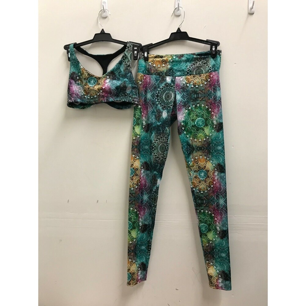 NWOT Onzie Hot Yoga Space Jewel Crop Top Printed Long Legging Set